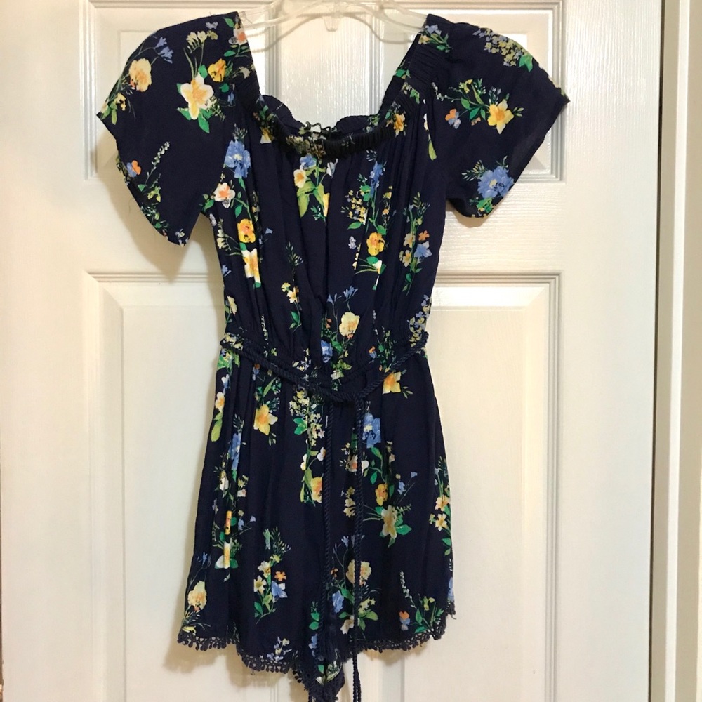 Bershka (UK) floral romper w/ tassels
